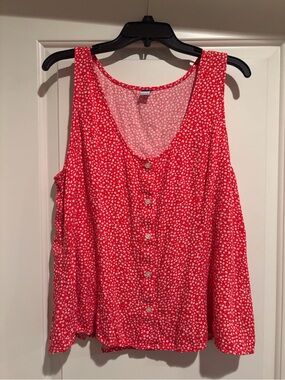 Old Navy Red Ditsy Floral Button-Front Tank Top